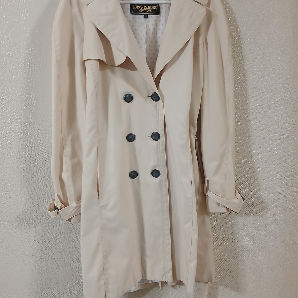 Marvin Richards New York Cream Colored Button Up Trench Coat - Picture 6 of 14